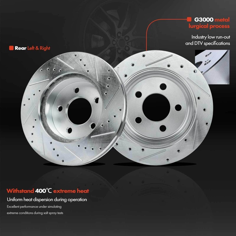 12pcs New Front and Rear Drilled Rotors & Brake Pads for Jeep KJ Liberty 03-07 gallery