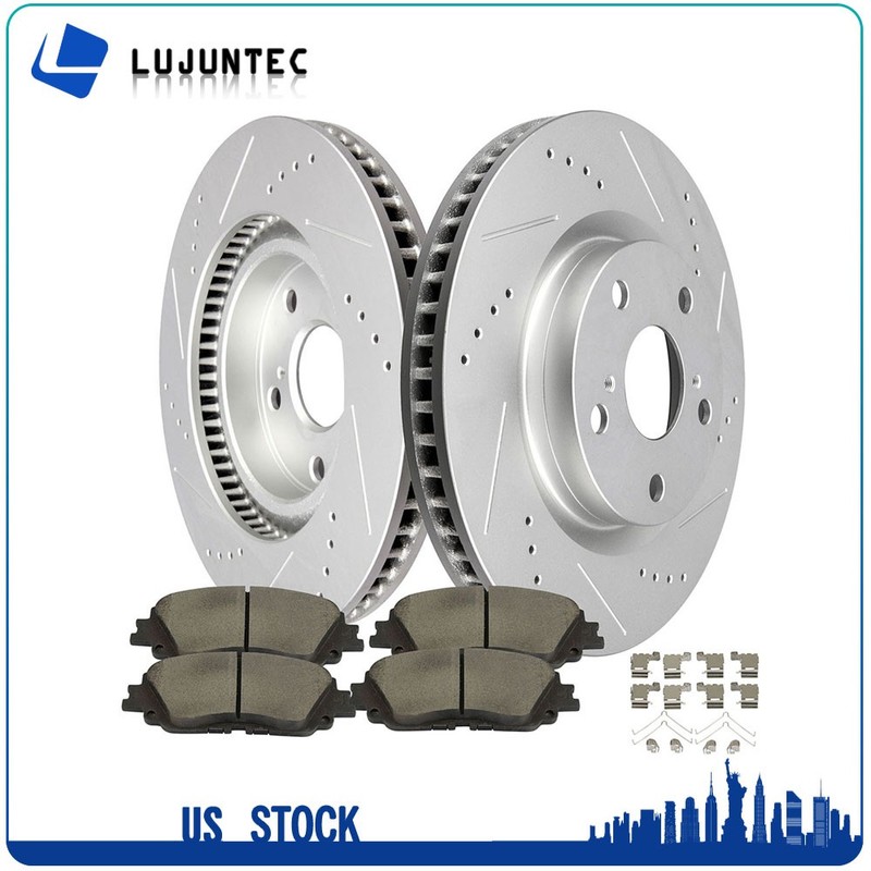 For 2021-22 Toyota Venza Front Brake Pads & Drilled Slotted Rotors Kit