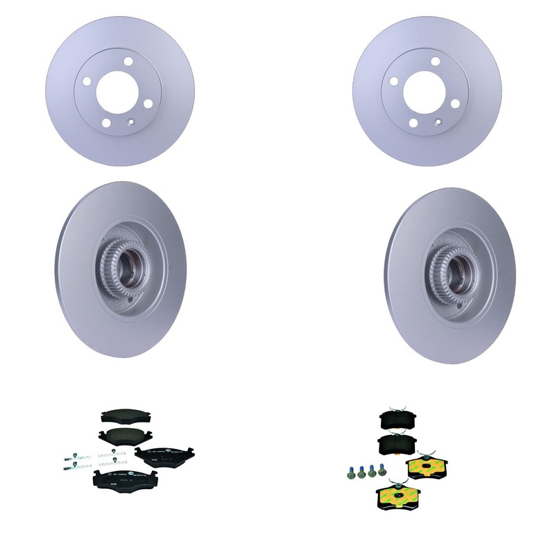 Hella Front Rear Rotors Low-Met Disc Brake Pad Kit For Jetta 1985-1986 GLI HT RD