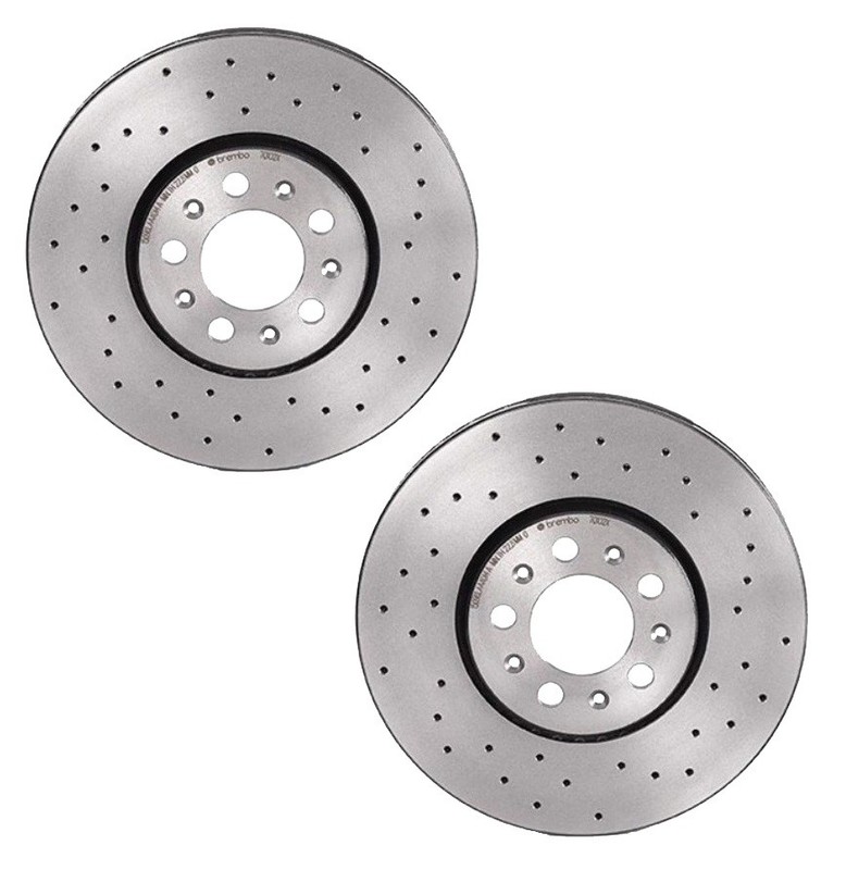 Brembo Xtra Pair Set of 2 Front Drilled Brake Disc Rotors for Beetle Golf Jetta