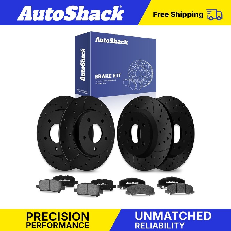Front Rear Drilled Slotted Brake Rotors Ceramic Pads for Chevy Impala 3.6L