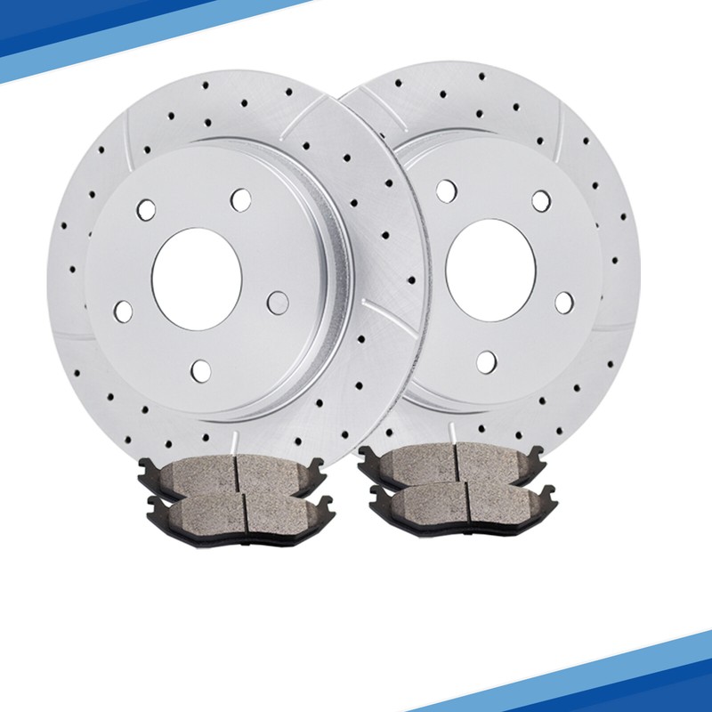Fits 2006 2007-2017 Dodge Ram 1500 5-LUG Front Drill Brake Rotors Brake Pads Kit
