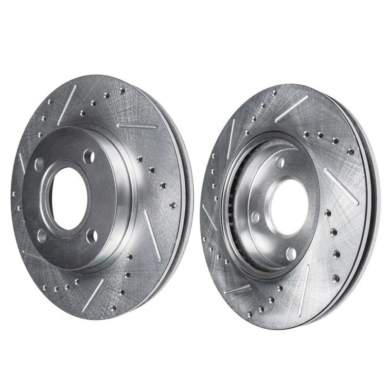 Front Drilled & Slotted Rotors + Ceramic Brake Pads for Nissan Cube Sentra Versa gallery