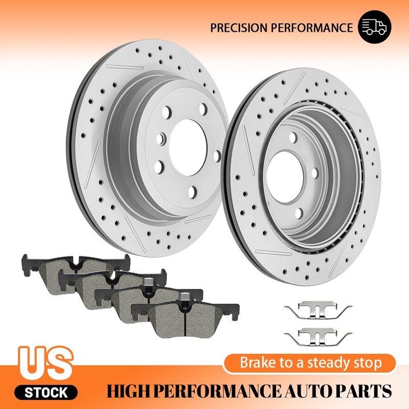 6PCS Rear Drilled Disc Rotors Brake Pads for BMW 328d 328i 330i 428i 430i xDrive