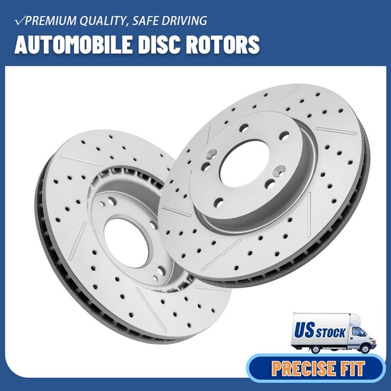 5 Lug Front Drilled Brake Rotors for 2010-13 Kia Forte 2.0L 2010-2011 Soul 2.0L