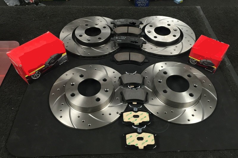 FOR VAUXHALL ASTRA J MK6 09-14 FRONT REAR DRILLED GROOVED BRAKE DISCS & PADS