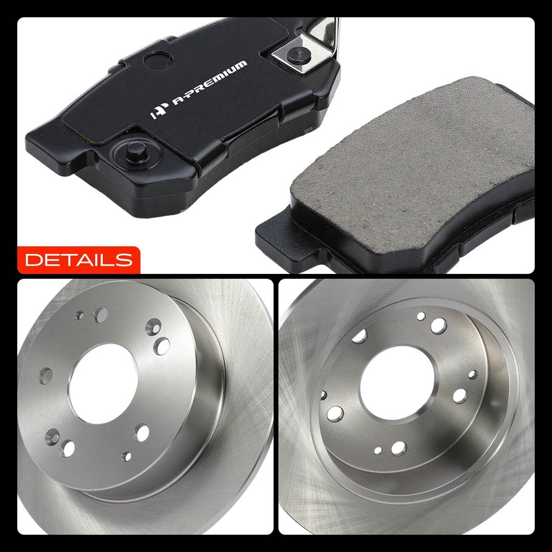 A-Premium Rear Disc Brake Rotor & Ceramic Pad for Honda Civic 04-05 Accord 98-02 gallery