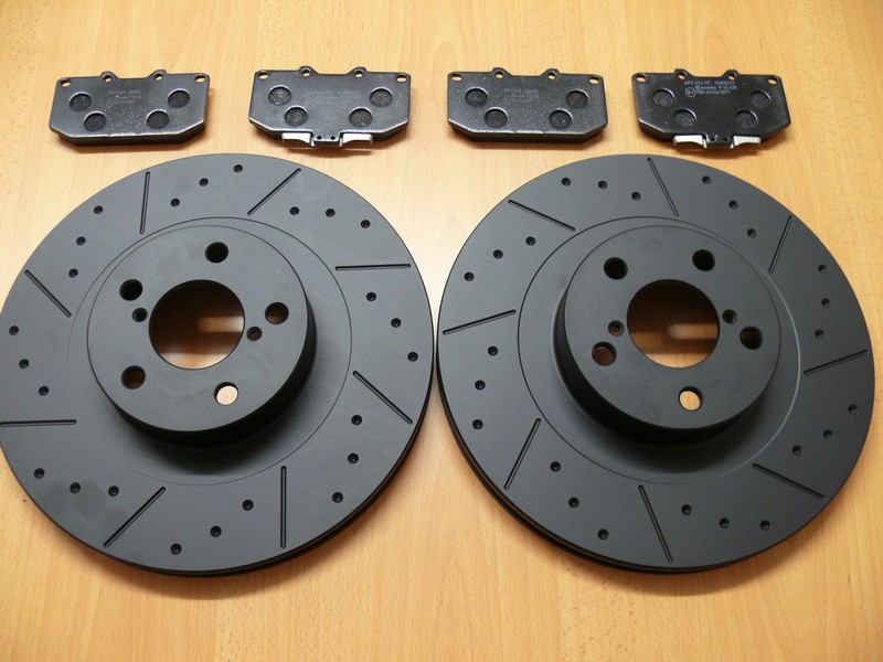Leon Cupra R 1.8T Mtec Dimple Grooved Black Front Brake Discs Brembo Pads
