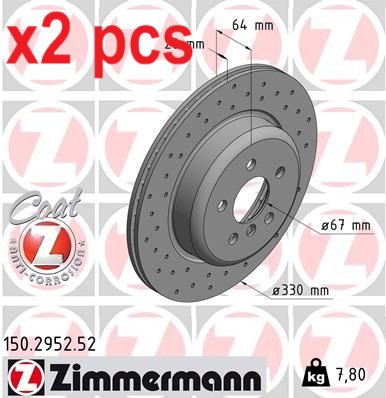 X2 PCS L&R SIDES REAR BRAKE DISC 150.2952.52