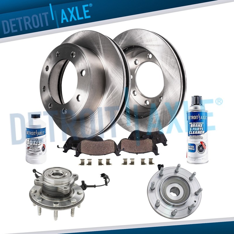 Front Rotors Brake Pads + Wheel Hub Bearings for Silverado Sierra 2500 3500 HD