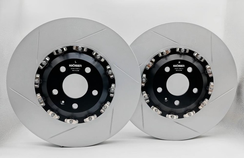 Two Piece Front Brake Discs Rotor Slotted 375mm -FOR AUDI A6 A7 Q7 - 4M0615301AD