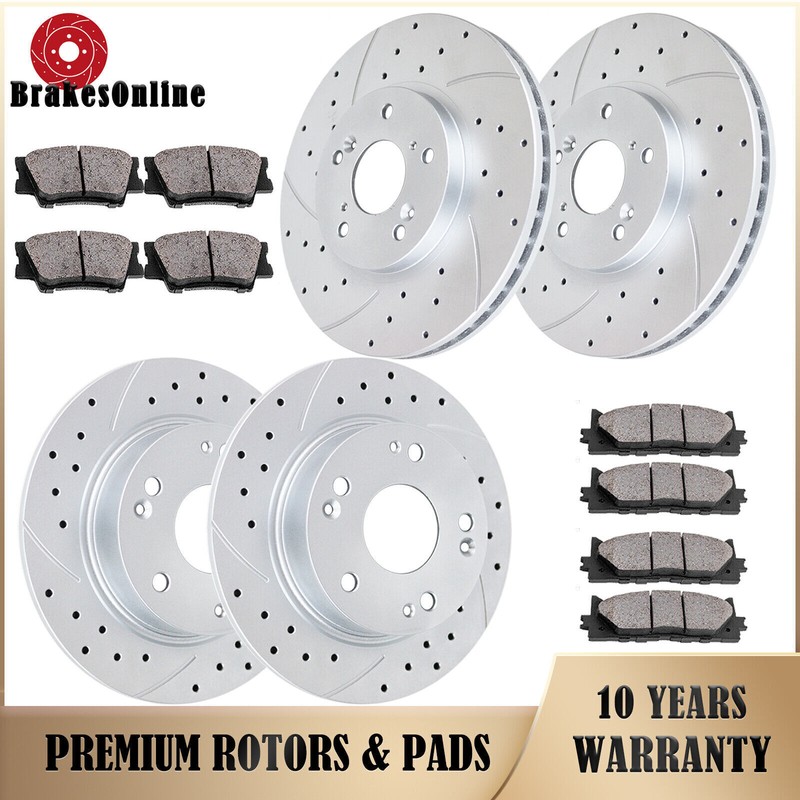 300mm Front 260mm Rear Brake Rotors Pads Kit fit for Acura TSX 2004-08 Drilled