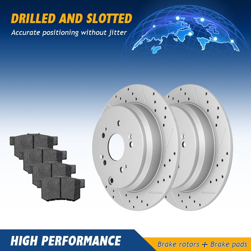 Rear Drilled Brake Rotors & Ceramic Pads For Honda CR-V 2010 – 2018 Acura RDX