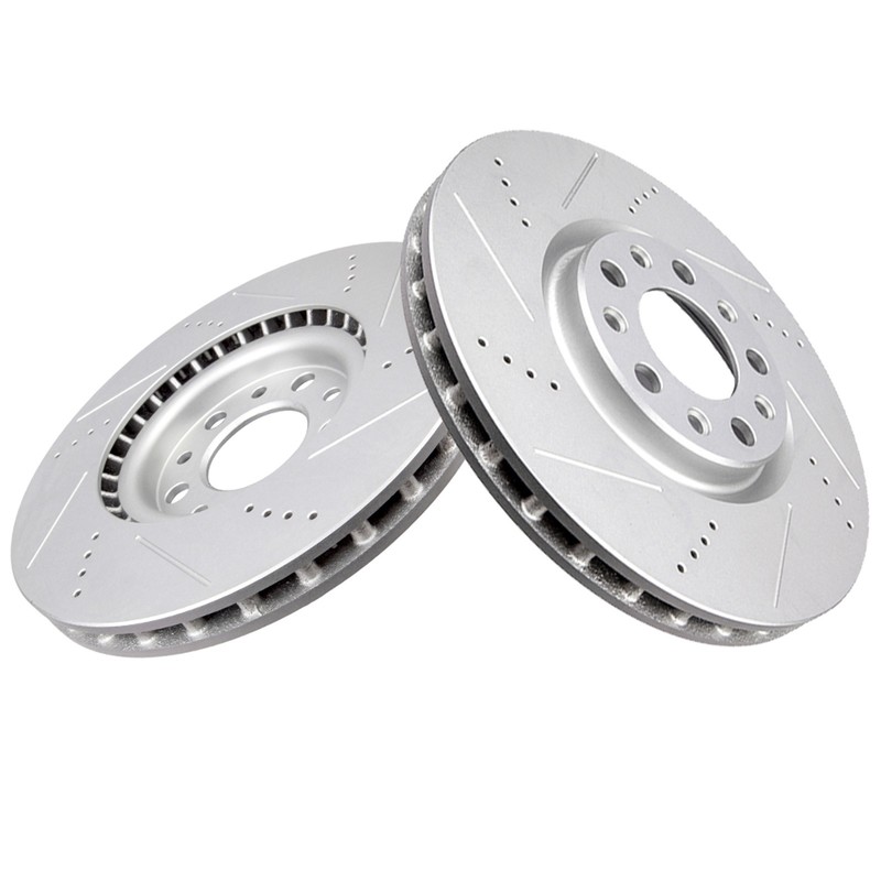 Rear Drilled Slotted Brake Rotors Black & Pads for 2013-2016 Dodge Dart 2.4L gallery