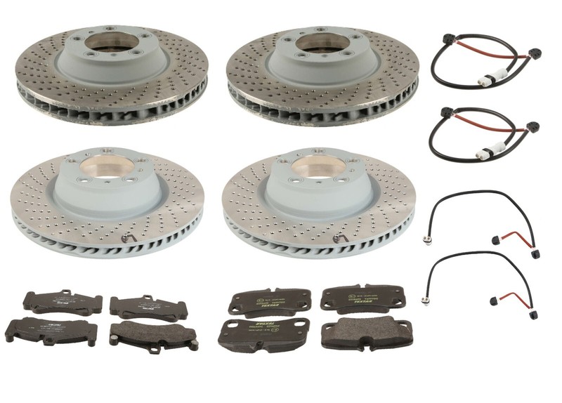 Front and Rear Brake Kit Rotors Pads and Sensors for Porsche 911 2007-2013
