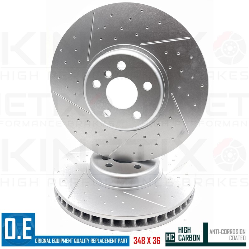 FOR BMW 640d GT G32 DIMPLED GROOVED FRONT BRAKE DISCS TEXTAR PADS SENSOR 348mm gallery