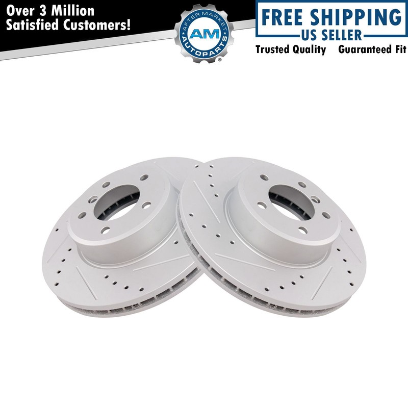 Performance Brake Rotor Drilled Slotted Front G-Coated Pair for BMW