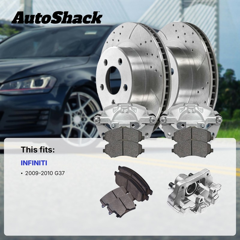 Front Drilled Slotted Brake Rotors Pads Calipers for INFINITI, G37 2009-2010 gallery