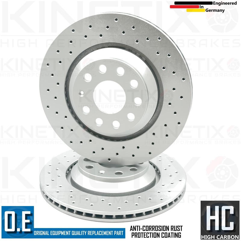FRONT REAR KINETIX CROSS DRILLED PERFORMANCE BRAKE DISCS MINTEX PADS 340mm 310mm gallery