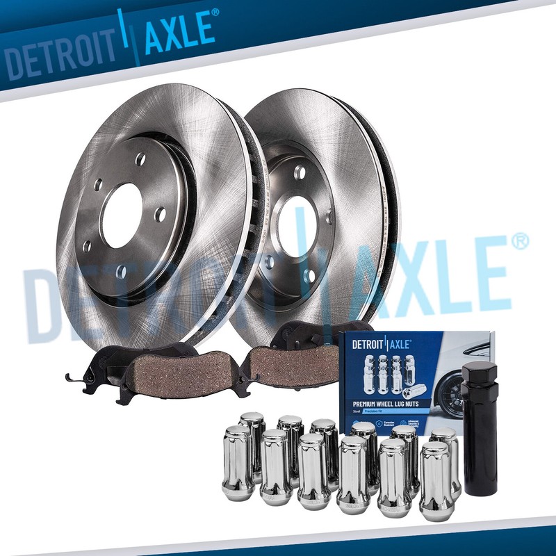 Front Disc Rotors Brake Pads +12pc Wheel Lugnut w/key for Malibu Equinox Terrain