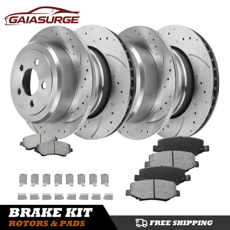 Front Rear Brake Rotors Pads + Caliper for 2008-2012 Dodge Nitro Jeep Liberty