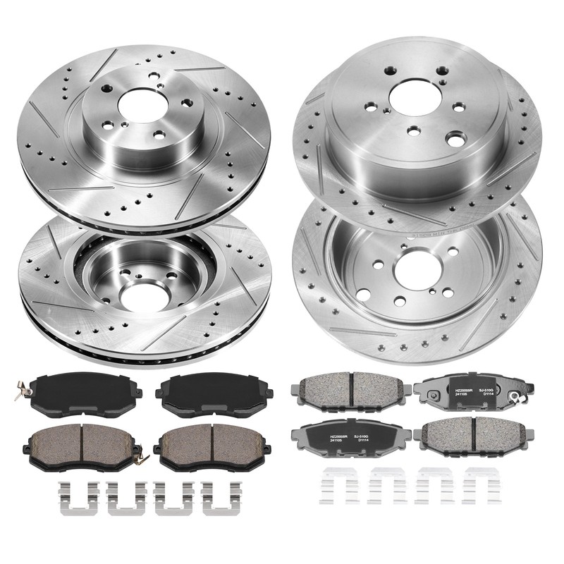 OE Quiet Ceramic Front Rear Drilled Slotted Rotors Pads for Subaru Forester gallery