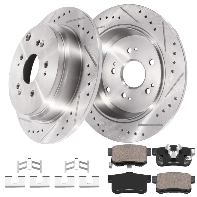For Honda CR-V 2005 -2013 2014 2016 5 Lug Rear Brake Rotors & Ceramic Pads Kit