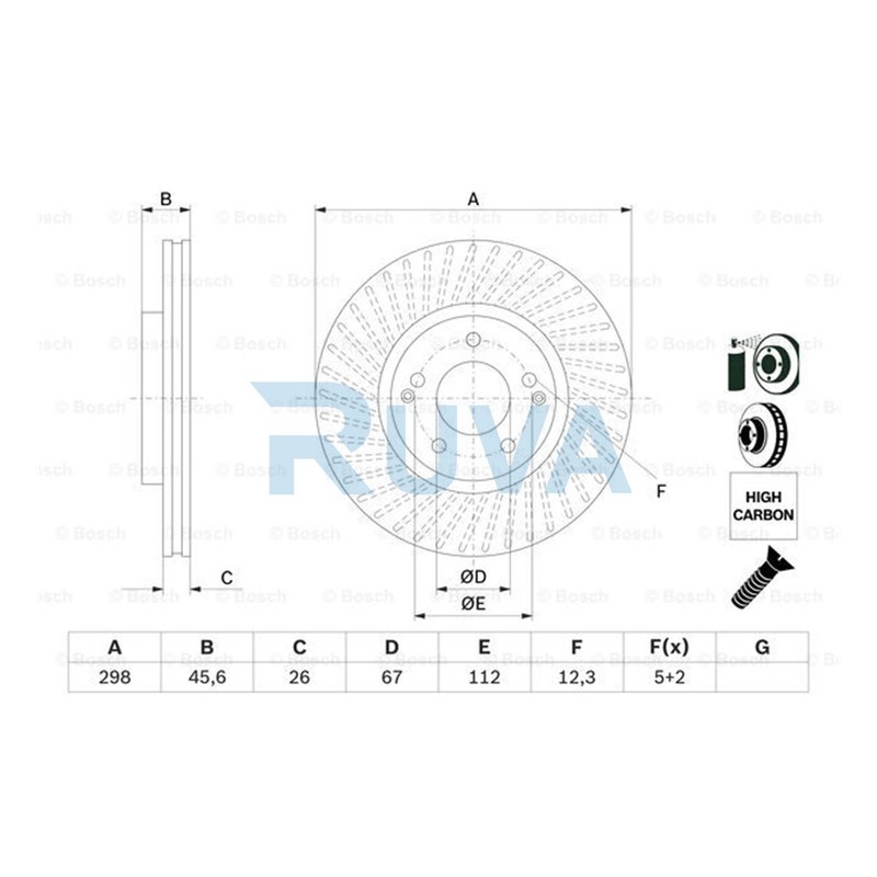 Fits Ssangyong Korando 2010-2024 Torres 2022-2024 Ruva Front Brake Disc