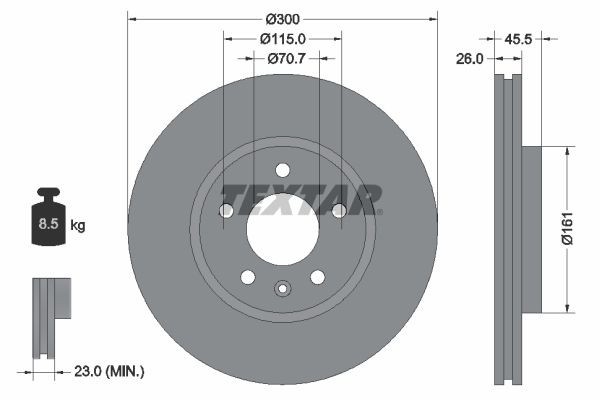 2 x brake disc Textar 92205605 for Opel Astra J