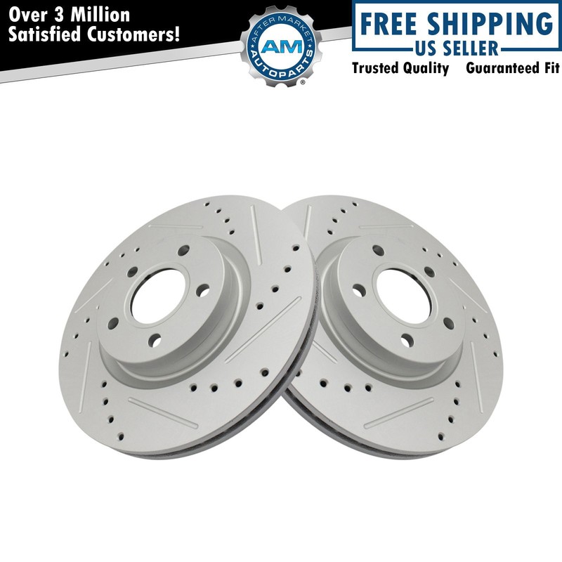 Front Performance Drilled Slotted G-Coated Disc Brake Rotor Pair New