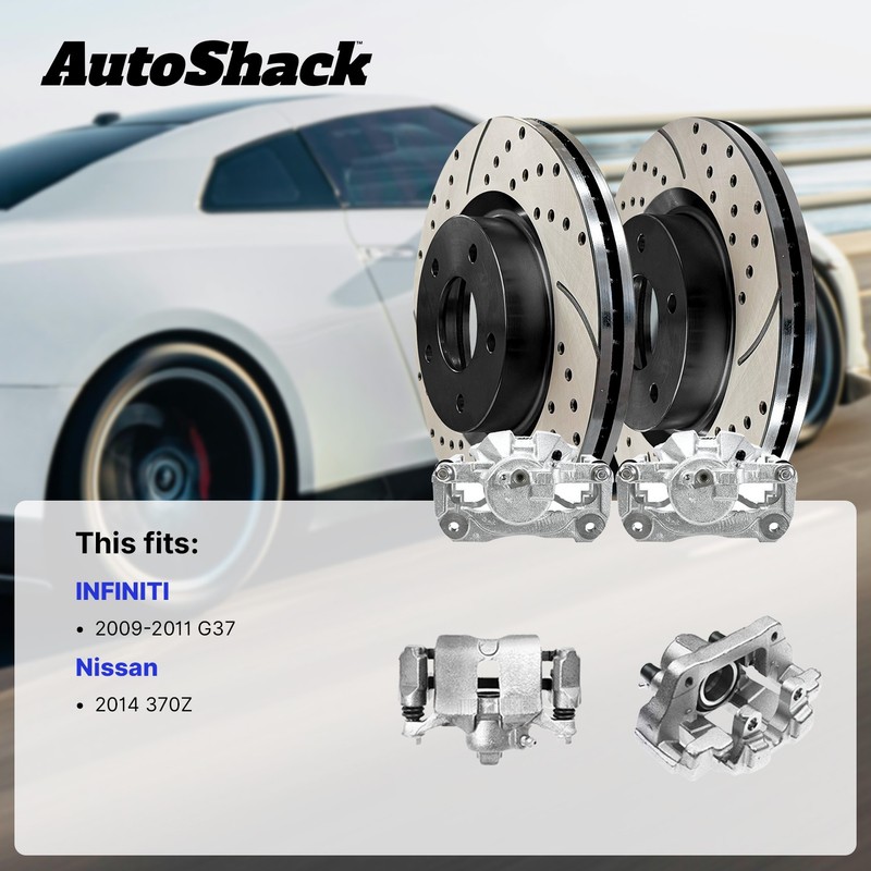 Rear Drilled Slotted Brake Rotors Calipers for INFINITI G37 Nissan 370Z V6 gallery