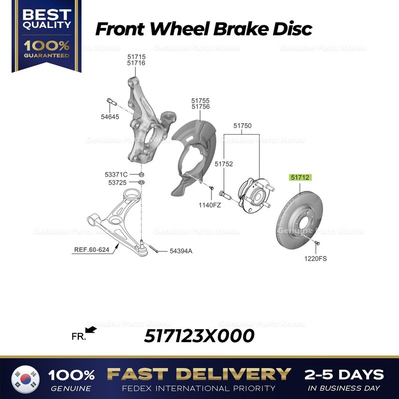 ⭐Genuine⭐ Front Wheel Brake Disc 517123X000 for Hyundai Elantra Kia Seltos gallery
