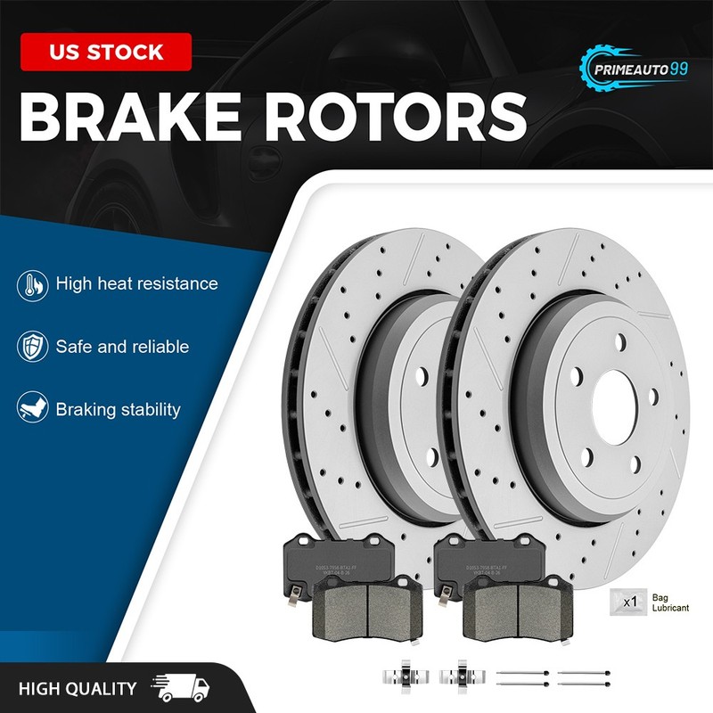 13.78″ Rear Drilled Disc Rotors Brake Pads Kit for Dodge Durango Grand Cherokee
