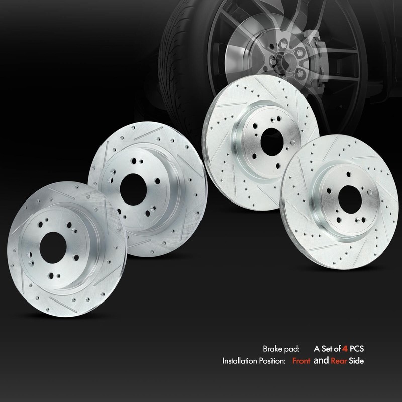 Front & Rear Driver & Passenger Drilled Brake Rotor for Honda Accord 2018-2021 gallery