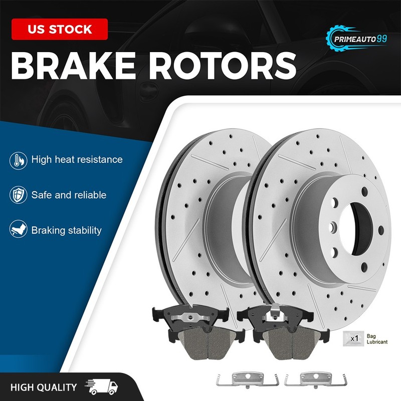 Front Drilled Slotted Brake Rotors Ceramic Pads for 2007 2008 2009 2010 BMW 328i