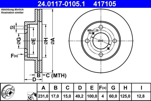ATE 24.0117-0105.1 Brake Disc for Suzuki