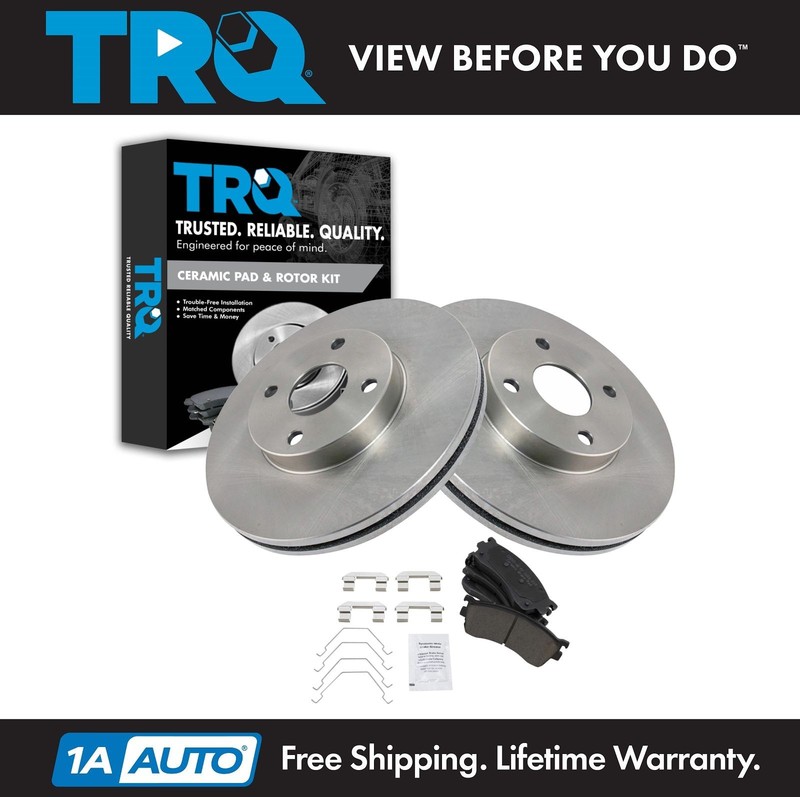 TRQ Front Brake Pad & Rotor Kit Brake Rotor For 2001-2003 Mazda Protege