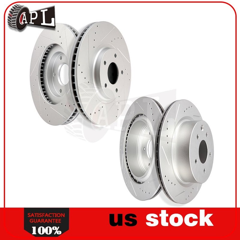 Front + Rear Brake Discs Rotors Kit For G35 G25X G37X 350Z Drilled + Slotted 4X