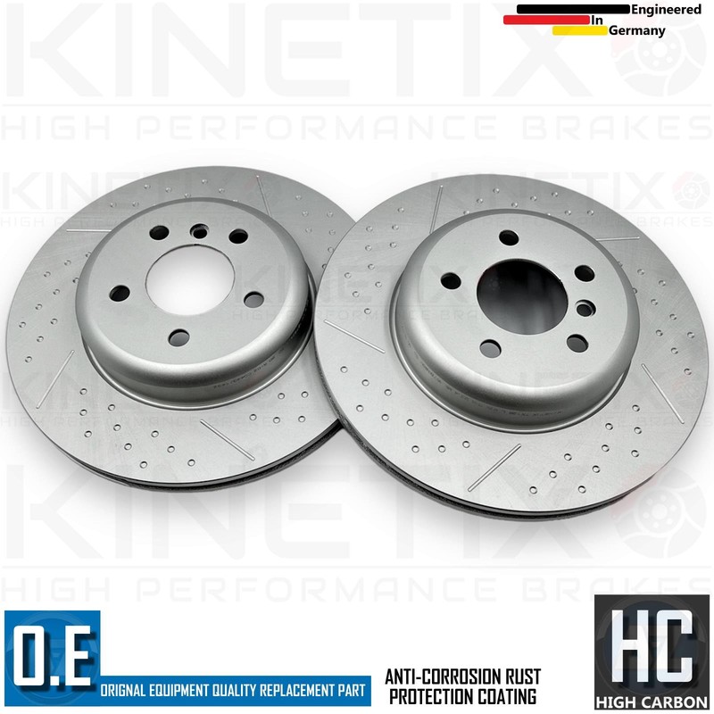 FOR BMW 328i xDrive F30 M SPORT DIMPLED GROOVED REAR BRAKE DISCS PAIR 345mm gallery