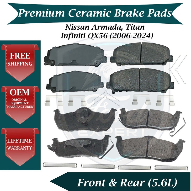 Akebono OEM Front & Rear Brake Pads For 2006-2024 Nissan Infiniti 9 Yr Warranty