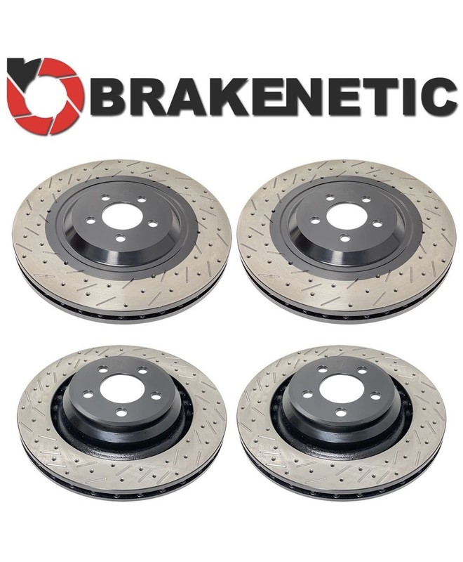 FRONT+REAR BRAKENETIC OE Drill Slot Brake Rotors Hellcat SRT w/6 PISTON BREMBO