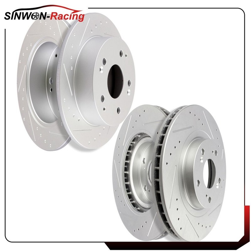 Front&Rear Brake Rotors Drilled Slot Fits 2002 2003 2004 2005 2006 Acura RSX