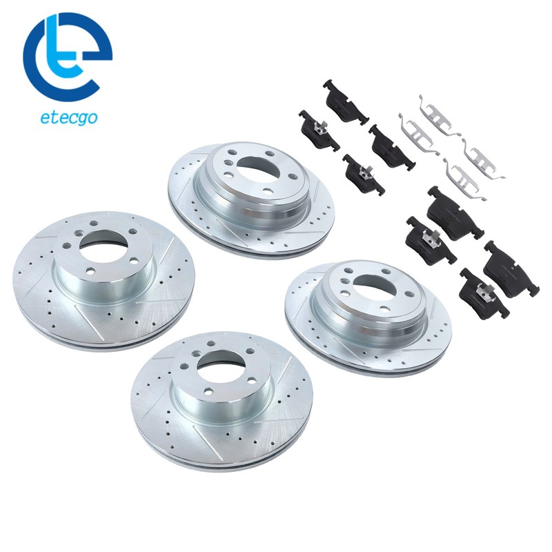 Drilled Brake Rotor & Ceramic Brake Pad For BMW 328i 330i 428i 430i Front Rear