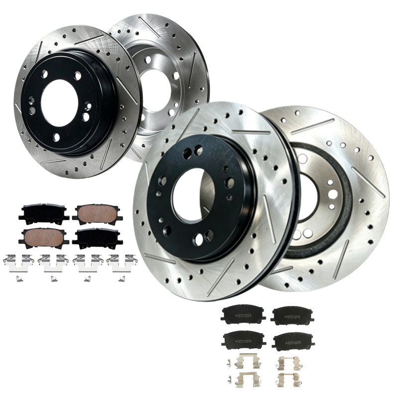 Front Rear Drilled Rotors Brake Pad for Toyota Highlander Lexus RX400H 2006-2008