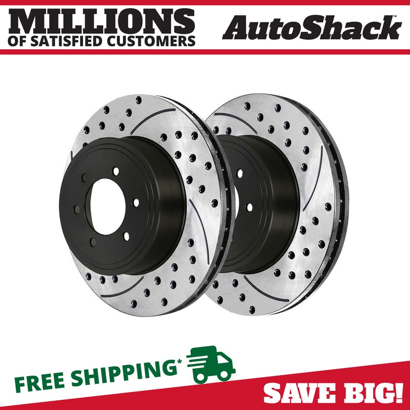 Front Drilled Slotted Brake Rotors Black Pair 2 for Nissan Titan Armada 5.6L V8