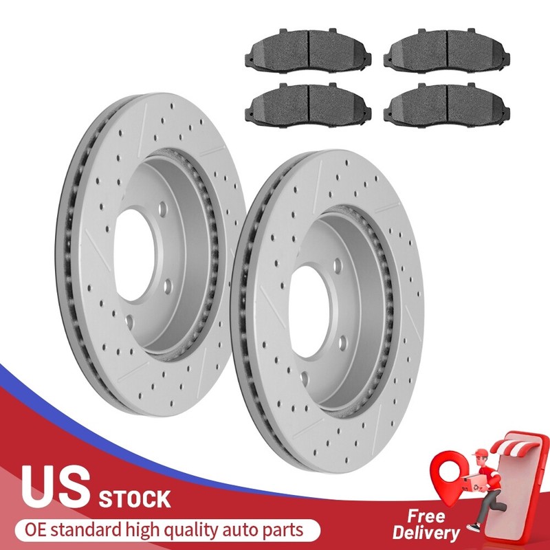 4WD 5 Lug Front Disc Brake Rotors Ceramic Pads For Ford F-150 1997 – 2003