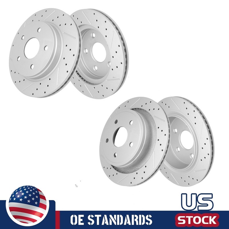 Front & Rear Drilled Slotted Brake Rotors Set of 4 for 2002 – 2018 Ram 1500
