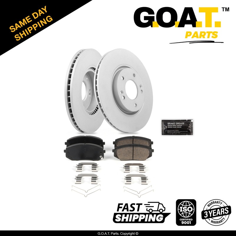 Front Brake Rotor & Ceramic Pad w/Hardware for 15-16 Hyundai Sonata Kia Optima
