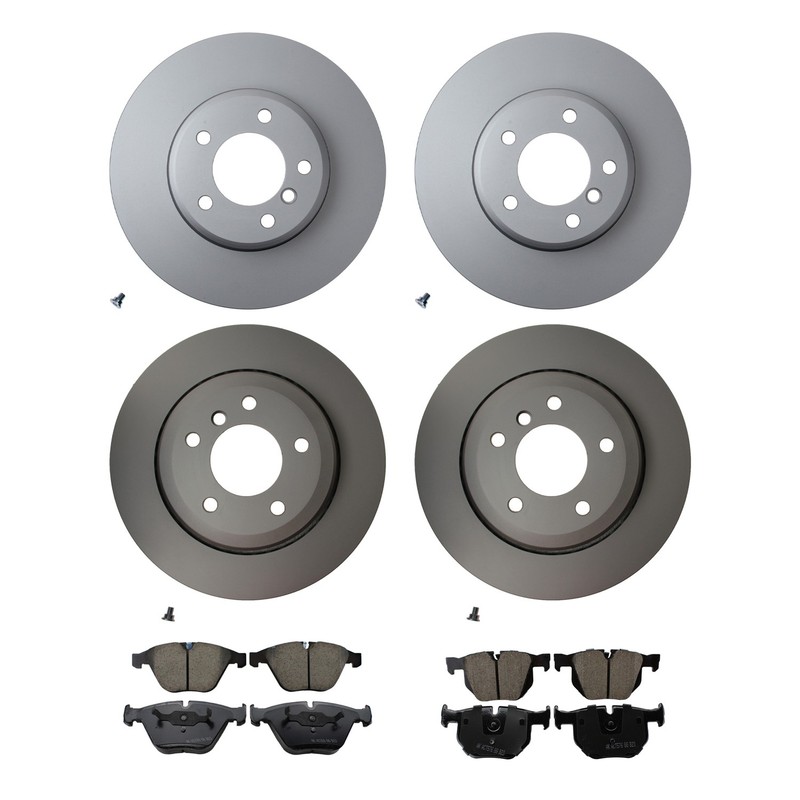 Hella Front Rear Rotor Akebono Euro Ceramic Brake Pad Kit for E60 525i 528i 530i
