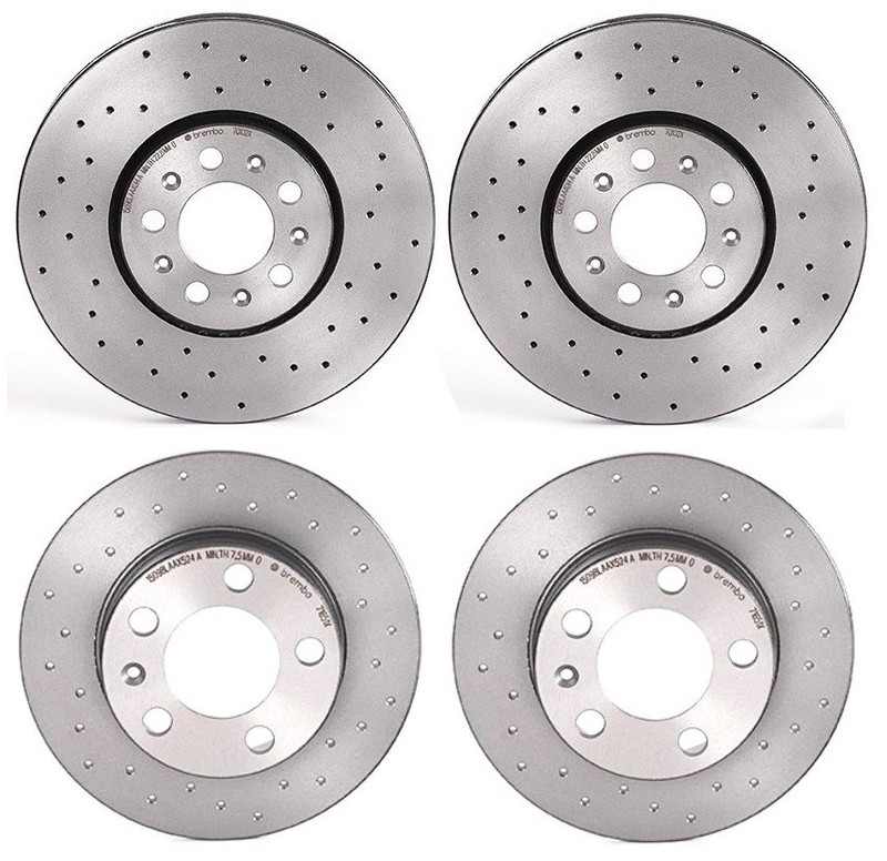 Brembo Xtra Front Rear Drilled Disc Rotors Standard Brake Kit for VW Golf Jetta